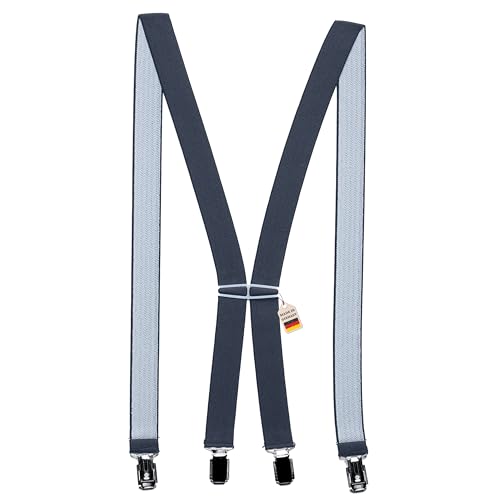 Zukunftsenkel Hosenträger 4 Starke Clips X-Form 2,5cm Breite Herren Damen Skihose Arbeitshose Verstellbar und Elastisch Fasnacht H-Form (Dunkelgrau) von Zukunftsenkel