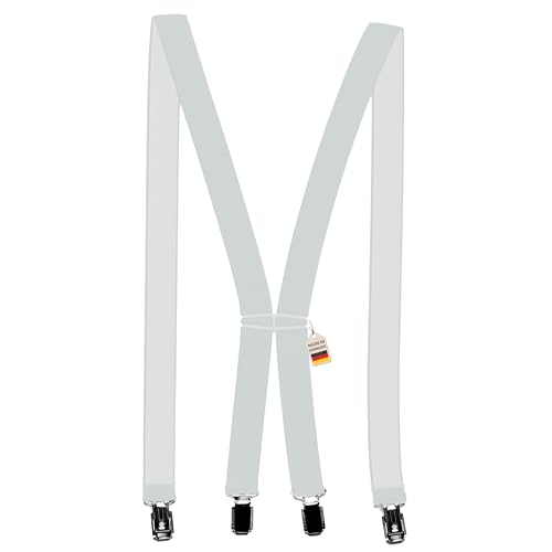 Zukunftsenkel Hosenträger 4 Starke Clips X-Form 2,5cm Breite Herren Damen Skihose Arbeitshose Verstellbar und Elastisch Fasnacht H-Form (Hellgrau) von Zukunftsenkel