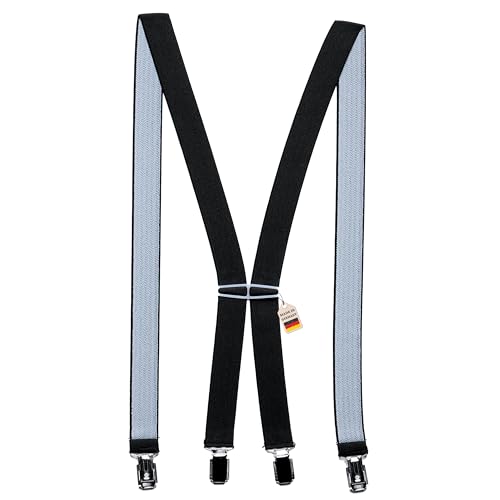 Zukunftsenkel Hosenträger 4 Starke Clips X-Form 2,5cm Breite Herren Damen Skihose Arbeitshose Verstellbar und Elastisch Fasnacht H-Form (Schwarz) von Zukunftsenkel
