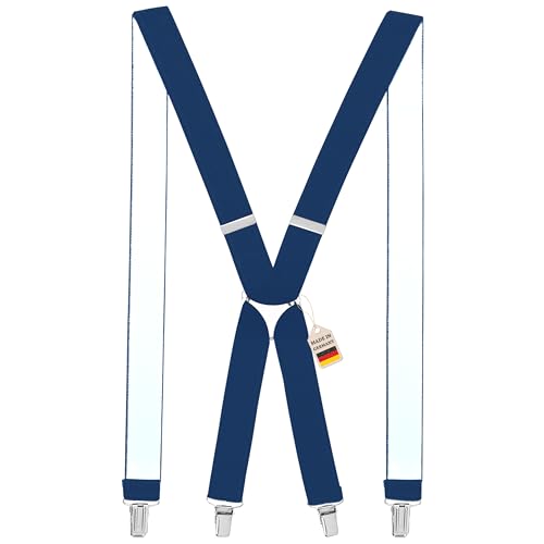 Zukunftsenkel Hosenträger 4 Starke Clips X-Form 3,5cm Breite Herren Damen Skihose Arbeitshose Verstellbar und Elastisch Fasnacht H-Form (Blau) von Zukunftsenkel