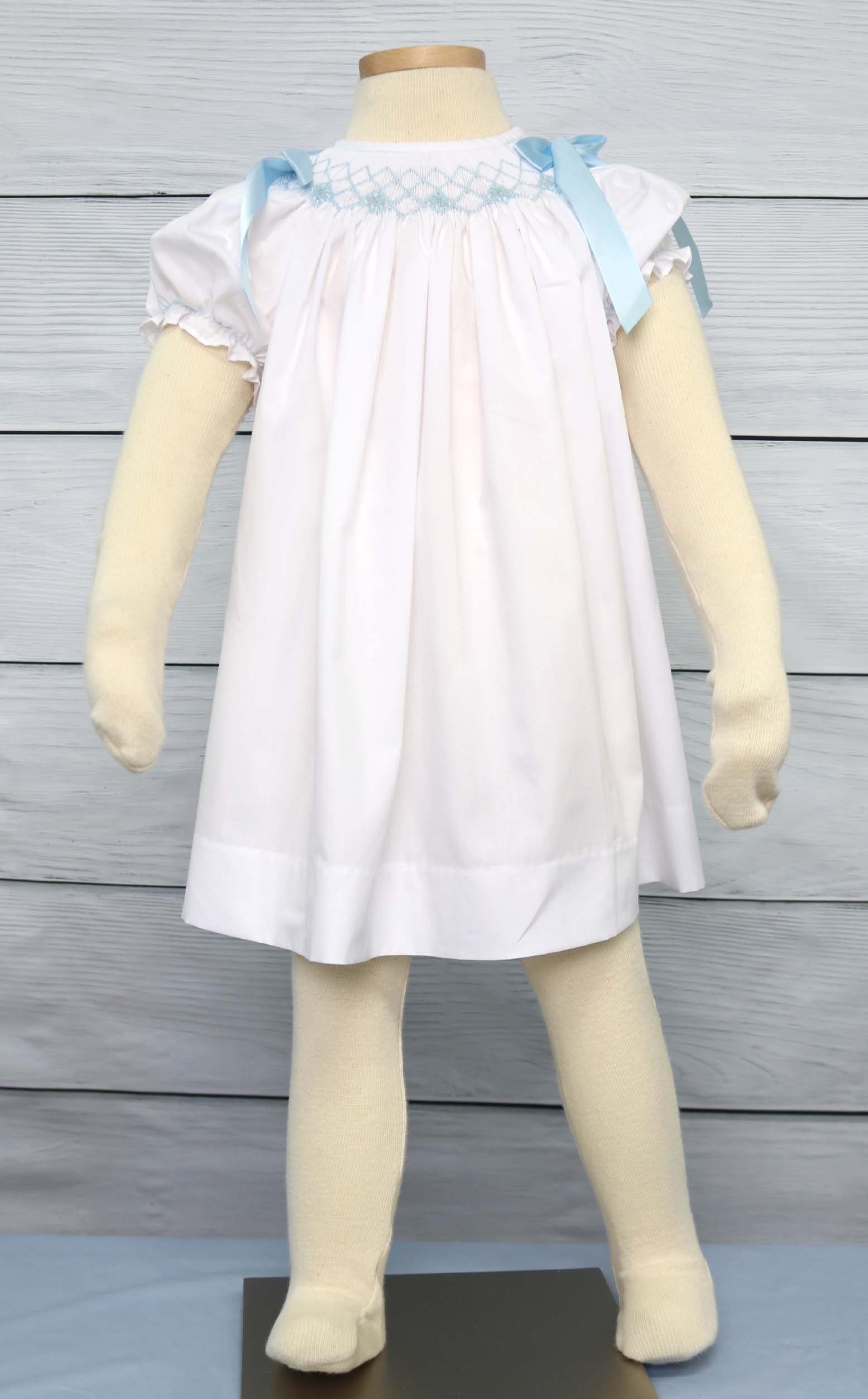 Gesmokte Kleider Baby Mädchen, Mädchen Ostern Kleid, Blumenmädchen Kleinkind Weiß Zuli Kids 412619 -Dd101 von ZuliKids
