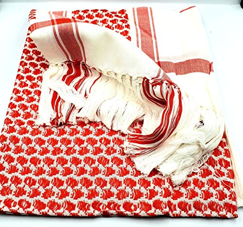 Zuluf Arafat Arabischer Schal Schal Keffiyeh Kafiya Shemagh Desret Palästina AUTHENTIC MIddle Eastern Red, Rot/Ausflug, einfarbig (Getaway Solids), Large von Zuluf
