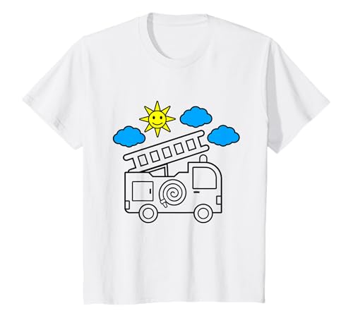 Kinder Zum Anmalen Bemalen Feuerwehr Auto Malen T-Shirt von Zum Ausmalen