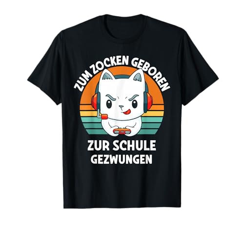 Zum Zocken geboren zur Schule gezwungen Kinder Gamer T-Shirt von Zum Zocken geboren zur Schule gezwungen