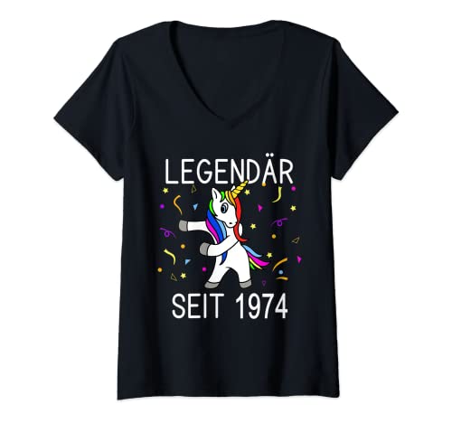 Damen 49. Geburtstag Shirt - Legendär seit 1974 Einhorn Geburtstag T-Shirt mit V-Ausschnitt Damen 49. Geburtstag Shirt - Legendär seit 1974 Einhorn Geburtstag T-Shirt mit V-Ausschnitt von Zum2 49. Geburtstag Geschenk