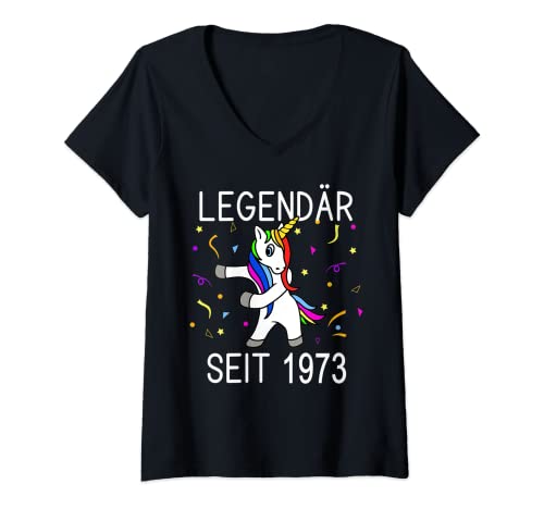 Damen 50. Geburtstag Shirt - Legendär seit 1973 Einhorn Geburtstag T-Shirt mit V-Ausschnitt Damen 50. Geburtstag Shirt - Legendär seit 1973 Einhorn Geburtstag T-Shirt mit V-Ausschnitt von Zum2 50. Geburtstag Geschenk