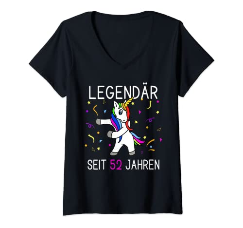 Damen 52. Geburtstag Shirt - Damen Einhorn Legendär seit 52 Jahren T-Shirt mit V-Ausschnitt Damen 52. Geburtstag Shirt - Damen Einhorn Legendär seit 52 Jahren T-Shirt mit V-Ausschnitt von Zum2 52. Geburtstag Geschenk
