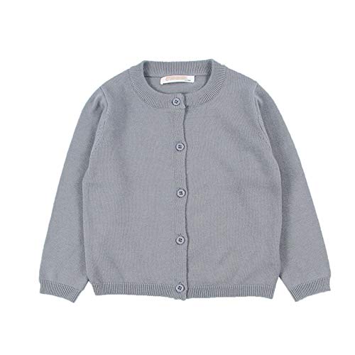 ZumZup Kinder Strickjacke für Mädchen Jungen Basic Cardigan Übergangsjacke Kurz Stricken Jacke A Grau 4 Jahre Alt(für ca. 110cm) von ZumZup