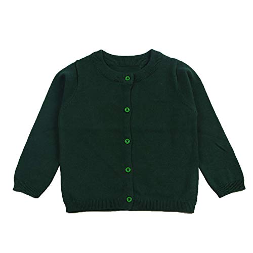 ZumZup Kinder Strickjacke für Mädchen Jungen Basic Cardigan Übergangsjacke Kurz Stricken Jacke Dunkel Grün 4 Jahre Alt(für ca. 110cm) von ZumZup