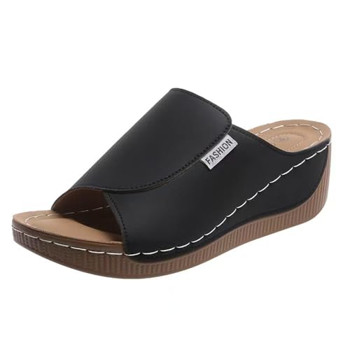 VivaStep Sandals - Ergonomic & Non-Slip Sandals for Pain Relief, Orthopaedic Women's Open Toe Slippers, Women's Slippers with Open Toe (Black, Erwachsene, 40, Numerisch, EU Schuhgrößensystem, M) von Zumylea