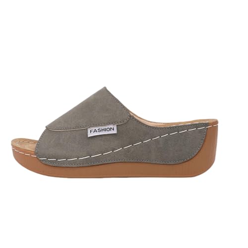 VivaStep Sandals - Ergonomic & Non-Slip Sandals for Pain Relief, Orthopaedic Women's Open Toe Slippers, Women's Slippers with Open Toe (Grey, Erwachsene, 40, Numerisch, EU Schuhgrößensystem, M) von Zumylea
