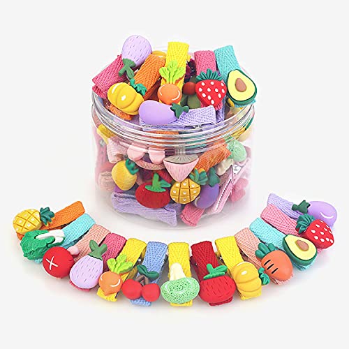 26 STÜCKE Gemischte Farben Stoff Haarnadeln Obst und Gemüse süß Haar Klammern Halter für Haargummis Bausatz mit Box für Mädchen Teens Kinder (Obst und Gemüsesorten) von ZunLom