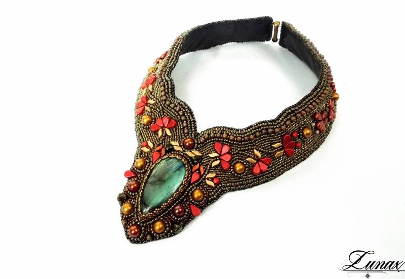 Handgemachte Perlen Labradorit Halsband Halskette - Boho Statement Schmuck von ZunaxDesign