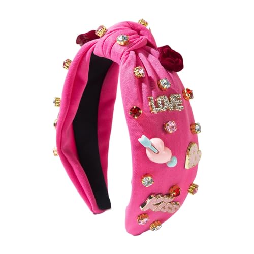 Haarbänder für Damen für den Urlaub - Knoten-Haarband mit Schmuck und Strass in Herzform | Juwelier-Herz-Strass-Haarreif für den Urlaub von Zunetsutock