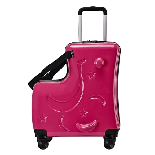 Kinder reisen auf dem Koffer | Handgepäck für Kinder mit 3-stelliger Passwortsperre | 20 Zoll Trolley mit leisen Rädern, Sicherheitsgurten, Lenkern und Pedalen 6-12 Jahre, Rose Red, riferimento alla von Zunetsutock