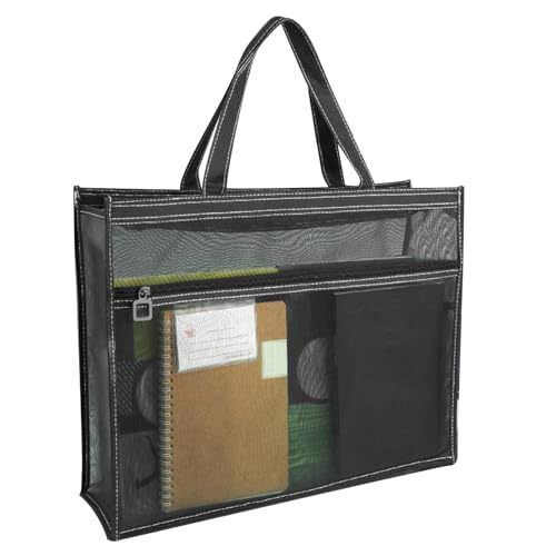 NIEDRIGER LIEFERUMFANG MESH Artikel - 17 x 13 x 4,4 Zoll Transparenter Dateiorganisator mit Griff und Reißverschluss - Tote BAM A3 für Poster Malen Bildungsmaterial Kunstwerke, Schwarz, von Zunetsutock