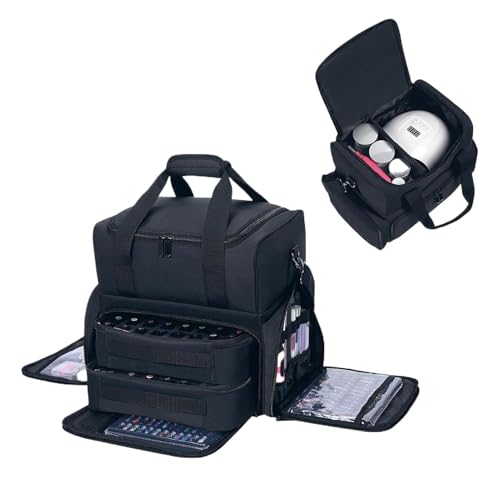 Nagellack-Organizer-Tasche | Tragetasche für Nail-Art-Kits | Reisetasche, Nagellack-Set Tasche für Damen enthält 70 Flaschen mit Ständer und Schultergurt von Zunetsutock