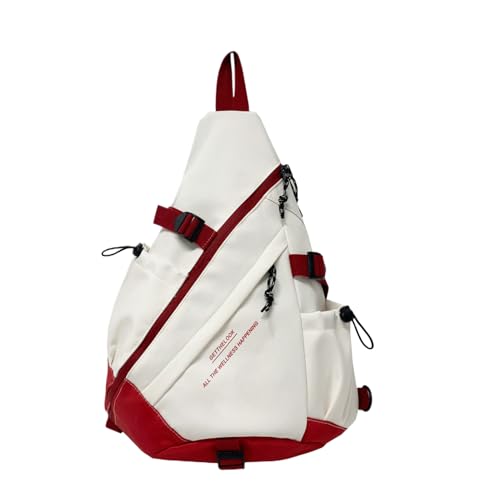 Reisegurtasche – Nylon Schultertasche, lässiges Brustpaket | Große Kapazität mit Reißverschlussfächern, leichtes einzelnes Armband Satchel für das Fitnessstudio, rot, riferimento alla descrizione von Zunetsutock