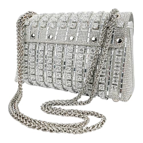 Zunetsutock Glitzernde Strass Clutch - Luxus Design funkelnde Damen Handtasche, Abendtaschen für Damen | Tragbare Clutch mit weichem Strass für Damen, Freundin, Mutter, Frau, silber, riferimento alla von Zunetsutock