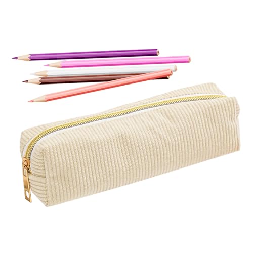 Zunetsutock Schulmäppchen | Stiftehalter für die Schule | geräumige Tasche aus gespaltenem Stoff einfarbig für Schreibwaren Filzstifte Radiergummis Stifte Lineal Block, Creme Color Creme, von Zunetsutock