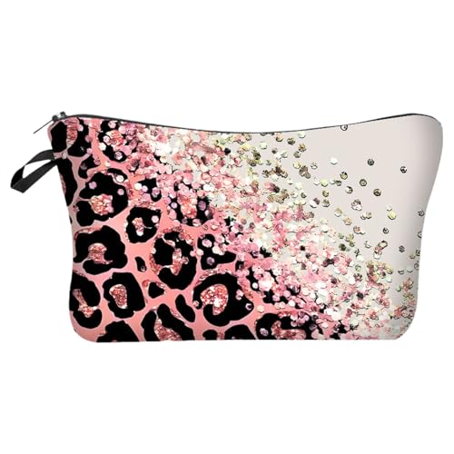 Zunetsutock Stilvolle Make-up-Tasche mit Leopardenmuster – robuster Kosmetik-Organizer mit spritzwassergeschützter Beschichtung, perfekt für Reisen, kompaktes Design mit Reißverschluss und Innentasche von Zunetsutock