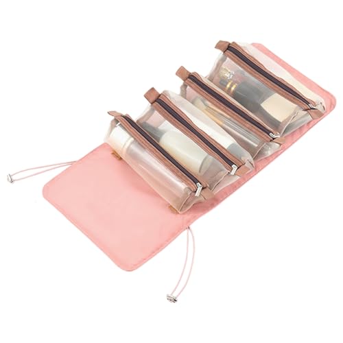 Aufgerollte Kulturbeutel – Faltbarer Make-up-Organizer, Kosmetiktasche für Strafreise | Oxford Fabric Case mit Fächern für Urlaub, Geschäftsreisen, tägliche Lagerung, Ca, Rosa, riferimento alla von Zunishaone