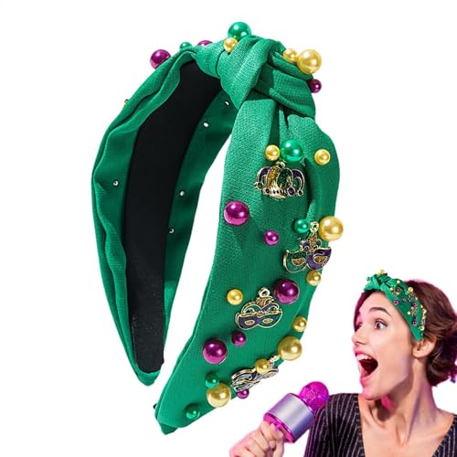 Bang Gebunden Dienstag Fett Band Schmuck | Große Haar-Accessoire für Frauen - Perlen-Haarband mit bunten Strasssteinen, perfekt für Kostüme, Partys, Modenschauen oder festliche Looks von Zunishaone