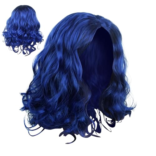 Blue Curly Perücke - Anime -Perücke Kurze, Schulterlange Synthetische Bob -Perücken | Produziert Zarte Shorts Perücken, Frauen Locker Schulterlange Cosplay - Blaue Für Erwachsene Frauen von Zunishaone