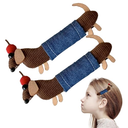 Dackel-Haarspange, Set mit 2 Hundekrallenklammern | Niedliche Dackel-Haarspange, bezaubernder und stilvoller Seitenknall-Clip, 10 cm, für Damen und Mädchen, Haar-Styling-Zubehör von Zunishaone