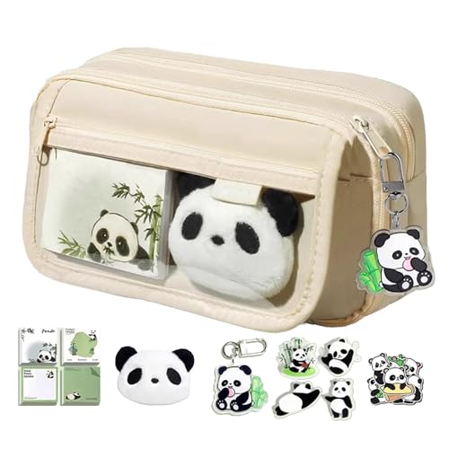 Federmäppchen Panda – Souppe aus Oxford-Stoff, niedliche Tiertasche | 22 x 7,5 x 13 cm, großer Kapazität mit Reißverschluss, Organizer für Schreibwaren mit mehreren Zubehörteilen, Creamy, Se référer von Zunishaone