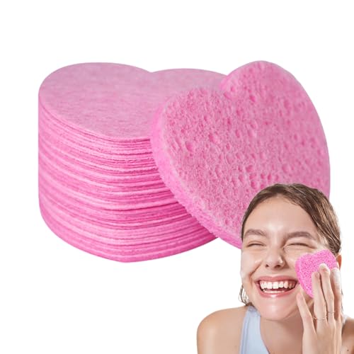 Gesichtsschwämme in Herzform - -Pads, 50 Stück Make-up-Entferner | Weiches Reinigungsschwämme-Set, Hautpflege, ideal für den täglichen Gebrauch für sanfte Make-up-Entfernung und von Zunishaone