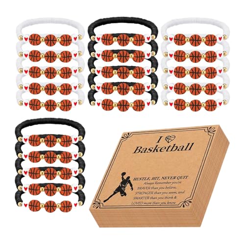 Zunishaone Basketball Armband, Basketball Armband für die - Mode Sport Schmuck | Unisex Verstellbare Basketball Charme Armbänder mit Inspirationskarten, riferimento alla descrizione, Gemischte von Zunishaone