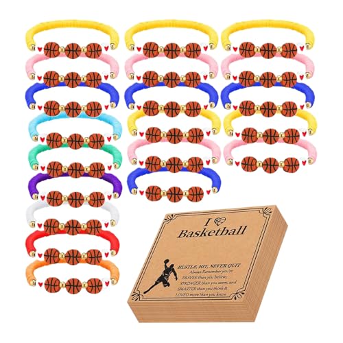Zunishaone Basketball Armband, Basketball Armband für die - Mode Sport Schmuck | Unisex Verstellbare Basketball Charme Armbänder mit Inspirationskarten, riferimento alla descrizione, Gemischte von Zunishaone