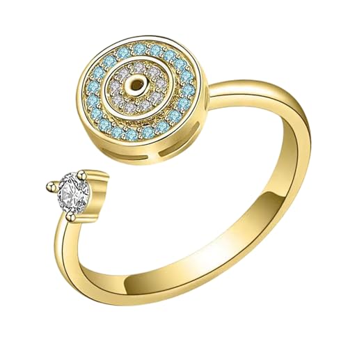 Zunishaone Fidget Ring, Spiner Ring - Verstellbare rotierende Ringe für Frauen und Männer, elegante sensorische Ringe, rotierender Schmuck zum Stressabbau, perfektes Geschenk für Urlaub und Liebe von Zunishaone