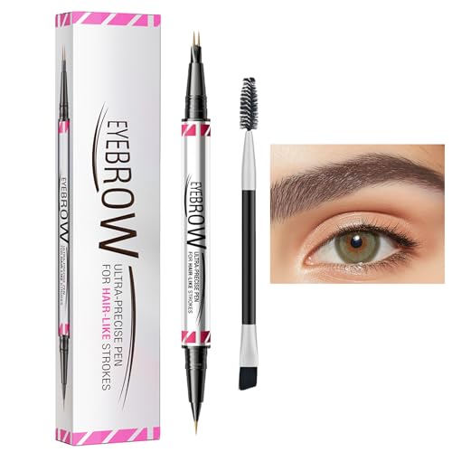Zunishaone Gebogener Augenbrauenstift, 2-in-1-Augenbrauenstift mit Augenstift, Eyeliner-Stift mit flüssigem Augenbrauenstift, wasserdicht, 2 in 1 - Augenbrauenstift für von Zunishaone