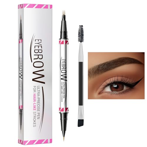 Zunishaone Gebogener Augenbrauenstift, gebogener Augenbrauenstift - Augenbrauenstift und 2-in-1 Eyeliner Stift wischfest - Doppelkopf-Augenbrauenstift für Freundin, von Zunishaone