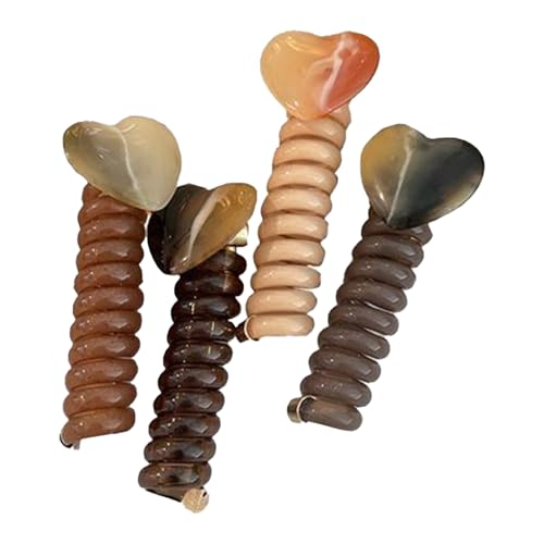 Zunishaone Haargummis ohne Beschädigungen, Haarbinder für Frauen – Telefonschnurspulen | Flexibler Draht, 4 x Set mit Fäden für dicke dünne und niedliche Gummibänder von Zunishaone