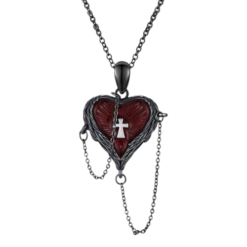 Zunishaone Herzanhänger, Herzkette mit gotischem Anhänger, Schlüsselbeinkette in Herzform | Schlüsselbeinkette mit Herzanhänger im Gothic-Stil für Mädchen und Zunishaone Herzanhänger, Herzkette mit gotischem Anhänger, Schlüsselbeinkette in Herzform | Schlüsselbeinkette mit Herzanhänger im Gothic-Stil für Mädchen und von Zunishaone