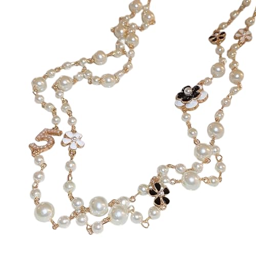 Zunishaone Lange Kette mit Kunstperlen – Elegante Perlenkette für Damen | Modeschmuck in einer übereinanderliegenden Pulloverkette, ideal, um femininen Outfits eine raffinierte Note zu verleihen Zunishaone Lange Kette mit Kunstperlen – Elegante Perlenkette für Damen | Modeschmuck in einer übereinanderliegenden Pulloverkette, ideal, um femininen Outfits eine raffinierte Note zu verleihen von Zunishaone