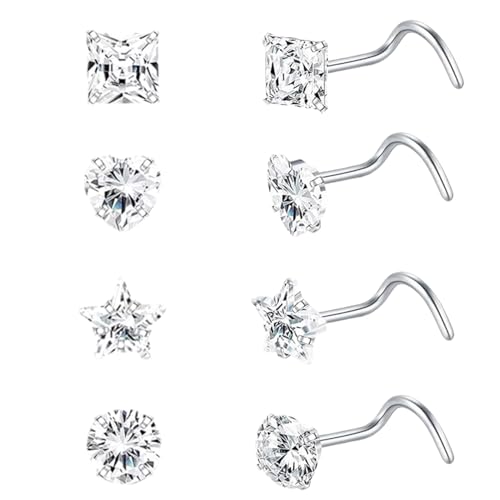 Zunishaone Nasenringe für Frauen – 4 x Nasenring aus Strass, glitzernde Nasenstecker, elegant, aus Edelstahl, modisches Zubehör für Party, Hochzeit, Alltag und Geschenke für Damen, Se référer au Zunishaone Nasenringe für Frauen – 4 x Nasenring aus Strass, glitzernde Nasenstecker, elegant, aus Edelstahl, modisches Zubehör für Party, Hochzeit, Alltag und Geschenke für Damen, Se référer au von Zunishaone