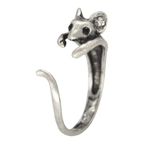 Zunishaone Niedlicher Ring für Mäuse, niedlicher Tierring | verstellbarer Wickelring, niedlicher Fingerring für Mäuse, offener Metallschmuck für Damen, Metallringe für Mutter und Mutter von Zunishaone