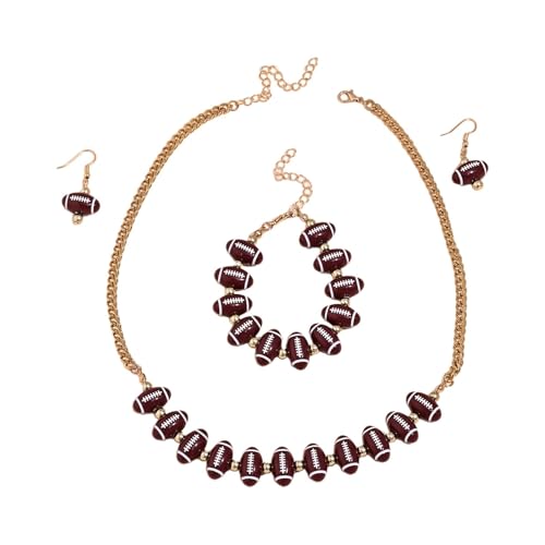 Zunishaone Schmuck Set Damen Sport Anhänger Schmuck Set - Halskette und Ohrringe Set Fußball Armband - Kreative Sportanhänger Damen für Reisen Hotel Zunishaone Schmuck Set Damen Sport Anhänger Schmuck Set - Halskette und Ohrringe Set Fußball Armband - Kreative Sportanhänger Damen für Reisen Hotel von Zunishaone