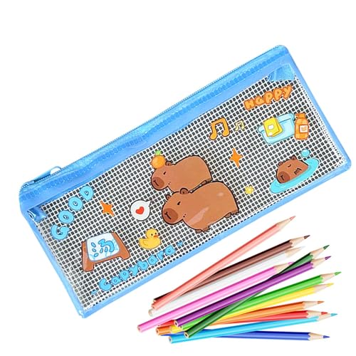 Zunishaone Spring Snap Capybara – tragbare süße Bleistifte für Schreibwaren | niedlicher Bleistifthalter, große Stifttasche, mit Reißverschluss für Schule, Büro, Schüler und Studenten, Zwei Capybaras, von Zunishaone