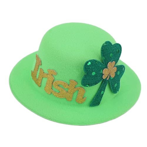 Zunishaone St. Patrick's Day Hut-Haarspangen für St. Patrick's Day - grüne Haarnadeln in Hutform mit Glücksblättern | von Zunishaone