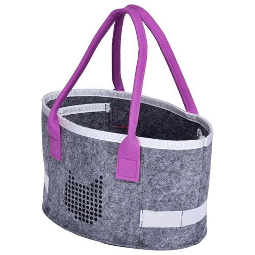 Zunishaone Tragbarer Filz-Organizer, Einkaufstasche aus Filz | Ovale Filz-Einkaufstasche | Tragbarer Audio-Player-Organizer, faltbarer Kosmetikbehälter inkl, violett, Fare riferimento alla descrizione von Zunishaone