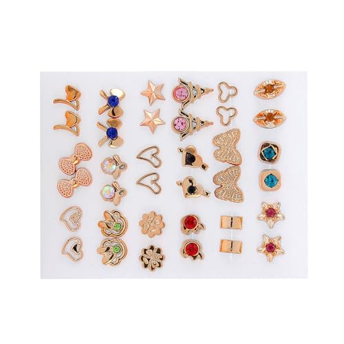 18pairs Set Gold Silber Studs Ohrringe Elegante Gemischte Stile Herz Und Blumenaccessoire Für Modeliebhaber Hochzeit von Zuoeay
