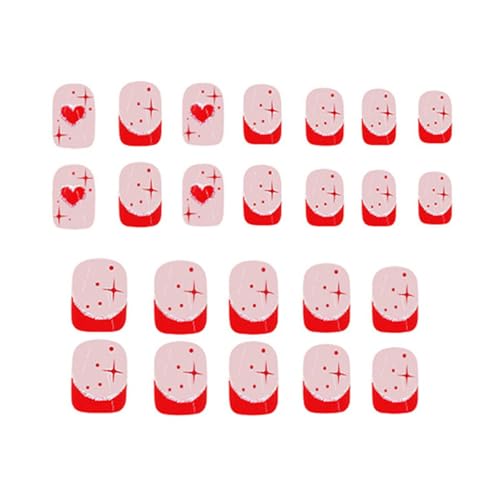 24pcs Press Auf Nails Square Trients Auf Französischen Gefälschten Designs Falsche Künstliche Geschenke Für Frauen Mädchen Square Fake Nagel von Zuoeay