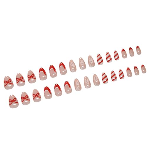 30 PCs FRCNCH TIP TIPAL FALSE NALS MALMOND SHOFE Full Cover Stick On Christmas Press An Mit Bögen Designs von Zuoeay