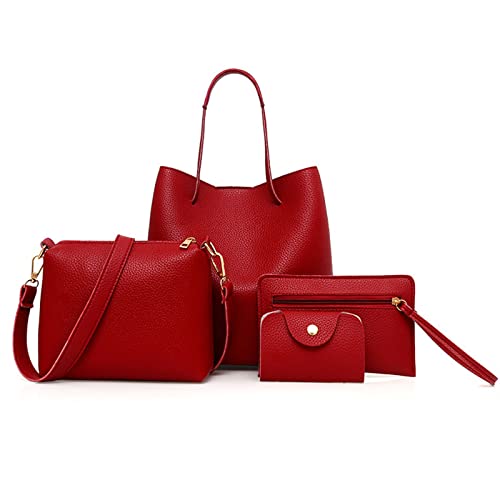 4PCS/Set Leder Frauen Handtaschen Umhängetasche Tasche Kartenhalter Geldbeutel Taschenrückpack Für Männer von Zuoeay