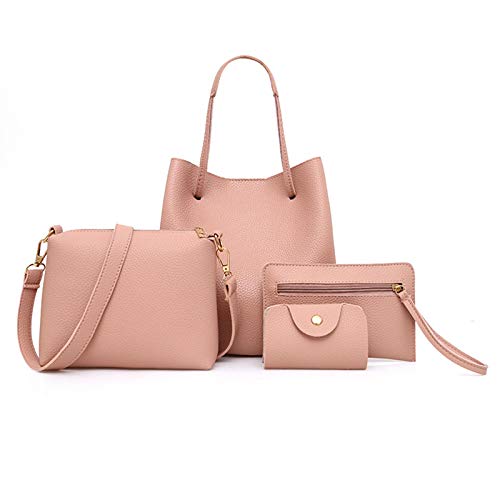 4PCS/Set Leder Frauen Handtaschen Umhängetasche Tasche Kartenhalter Geldbeutel Taschenrückpack Für Männer von Zuoeay